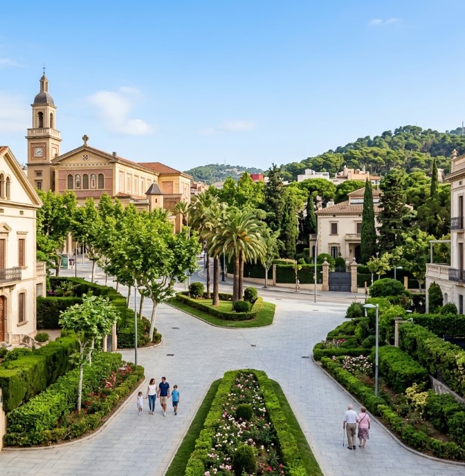 Vistas de las calles tranquilas, la naturaleza urbana y zonas residenciales exclusivas en Sant Gervasi - La Bonanova